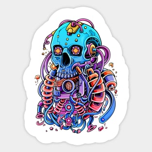 Optical Cyber Skull Sticker